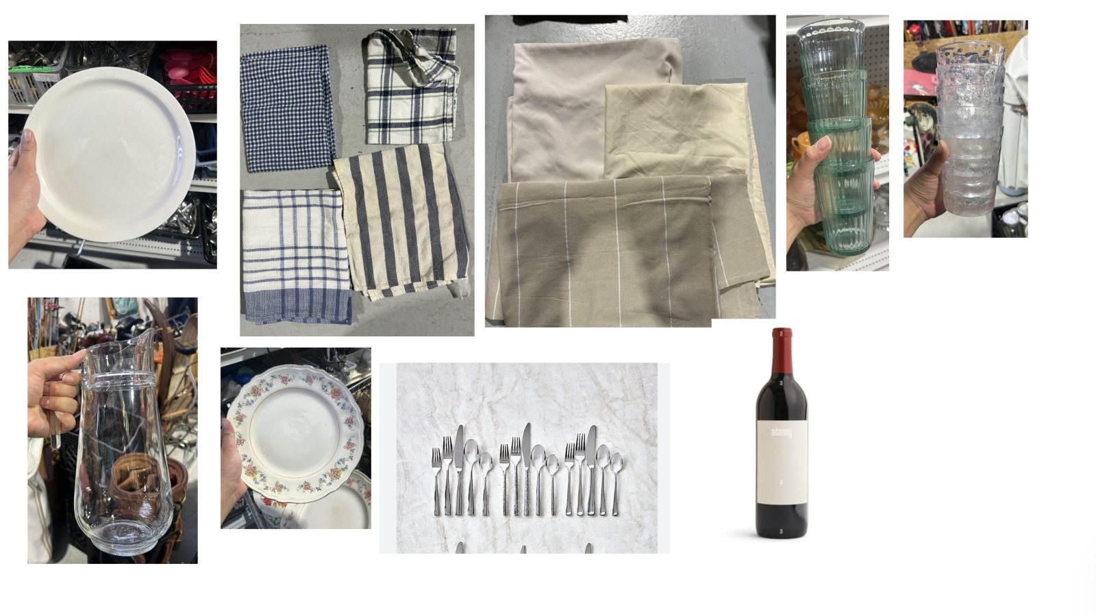 Nappes, verres et coutellerie
