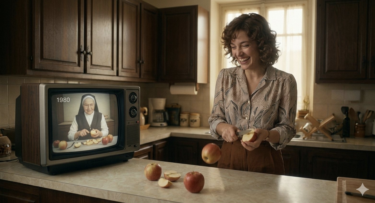 Cuisine du soir, télé vintage